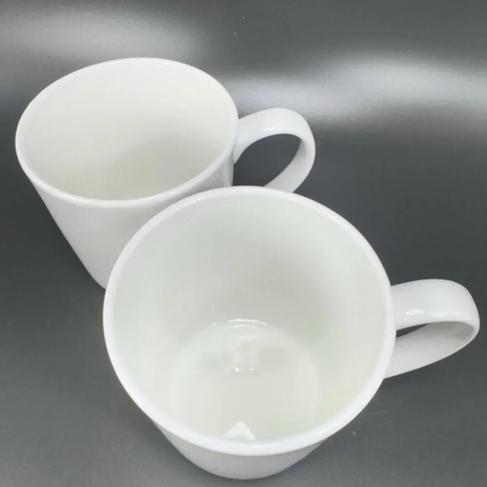 Maison Neuve White Stoneware Ceramic‎ Coffee Mug Cup Set 2 Mugs Cup Kitchenware